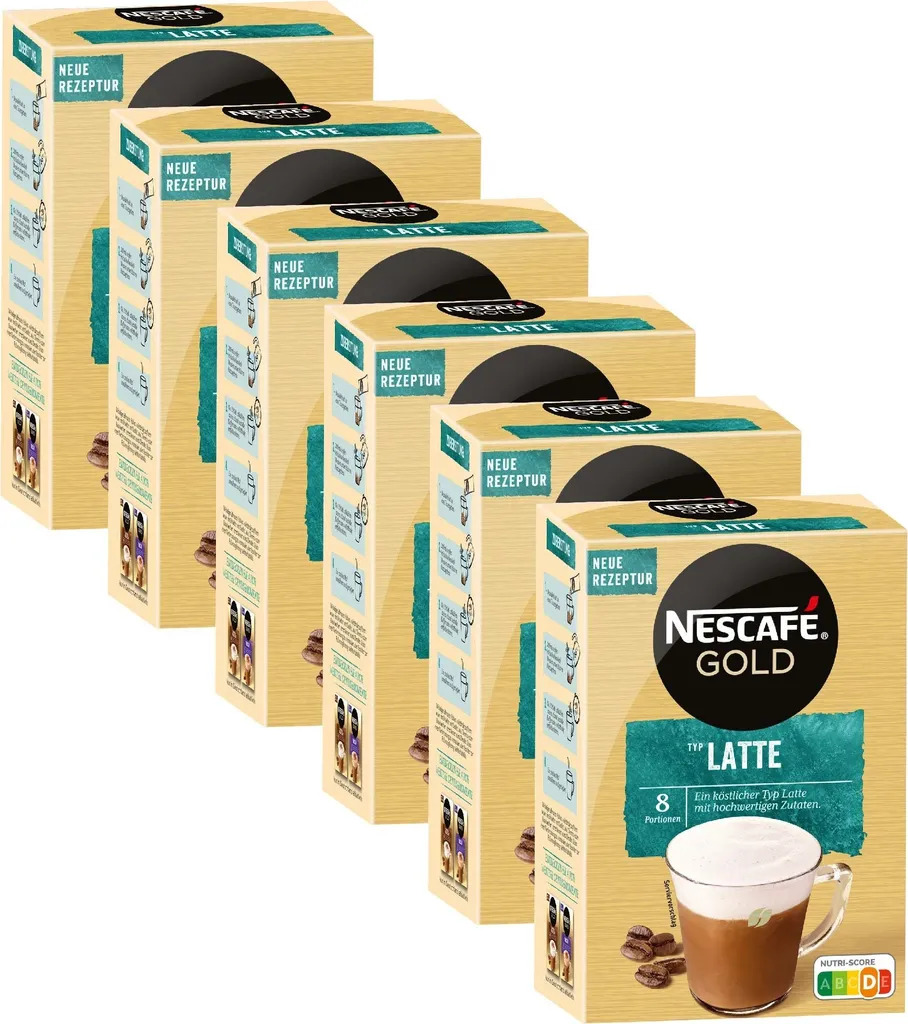 Nestlé NESCAFÉ Gold Latte Instant Coffee (6 x 8 x 18g)