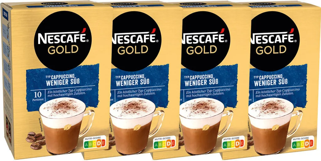 Nestlé Nescafe Type Cappuccino Less sweet Soluble in portion sachets 4-pack