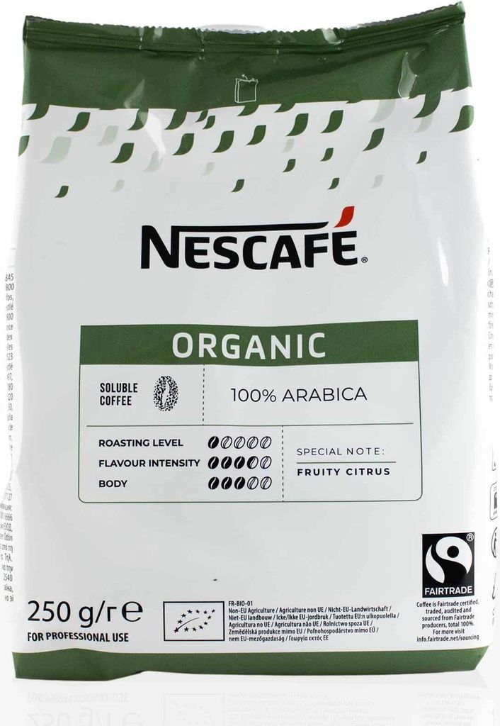 Nestle Nescafe Organic - 12 x 250g Fairtrade Instant Coffee 100% Arabica