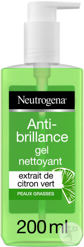 Neutrogena Anti-Brilliance Cleansing Gel Lime Extract Oily Skin Pump Bottle 200ml