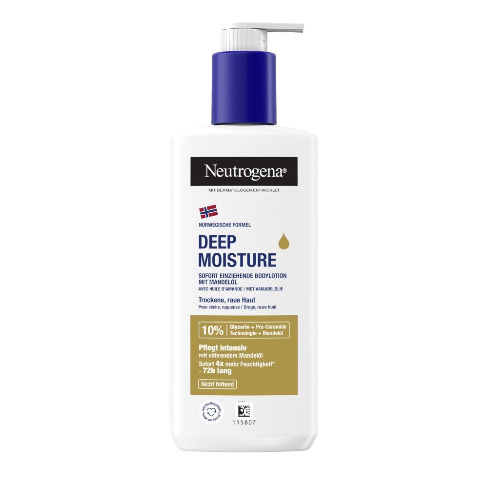 Neutrogena Norwegian Formula Deep Moisture instantly absorbing body lotion with nourishing almond oil (250ml) for more moisture for dry, rough skin 250 ml