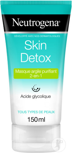 Neutrogena Skin Detox Purifying 2-in-1 Clay Mask Glycolic Acid All Skin Types Tube 150ml