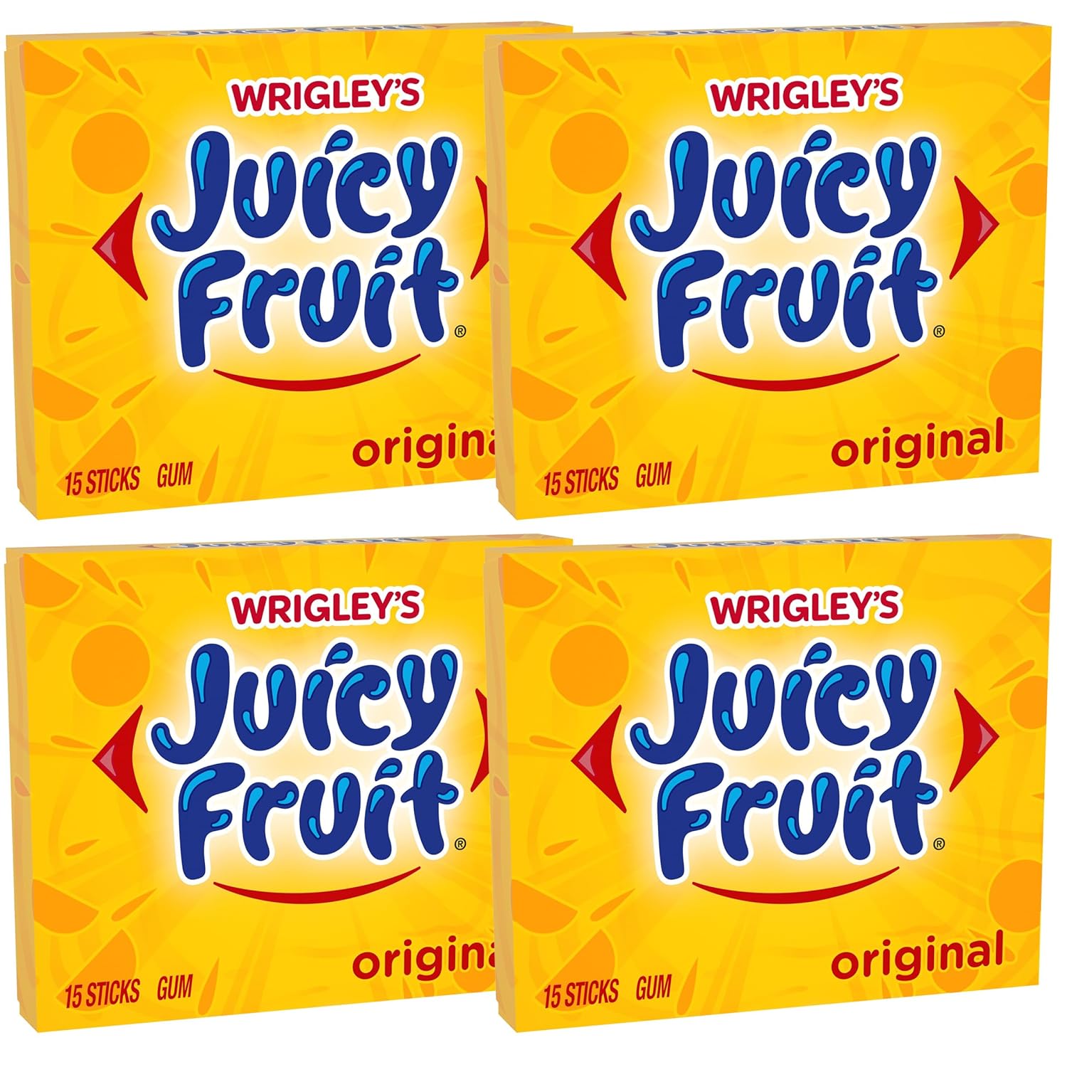 The Hampton Candy Company Wrigley Juicy Fruit Chewing Gum 15 Sticks (Pack of 4) 60