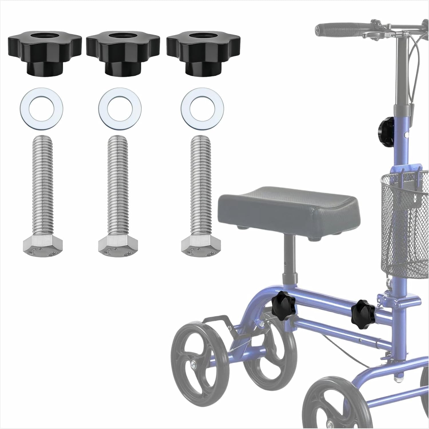 MUROCEA Replacement Knobs for Knee Rollers, Universal Arm, Adjustable Hand Knobs for Knee Rollers, Rollators, Walking Aids, Wheelchairs (3 Pieces)