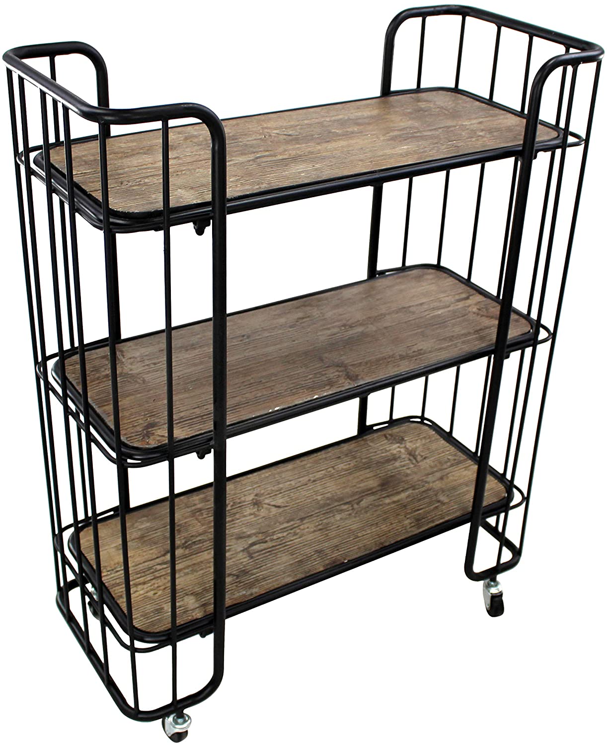 DARO DEKO DARO decorative metal shelf on rolls with panels in wood look 86 x 108cm