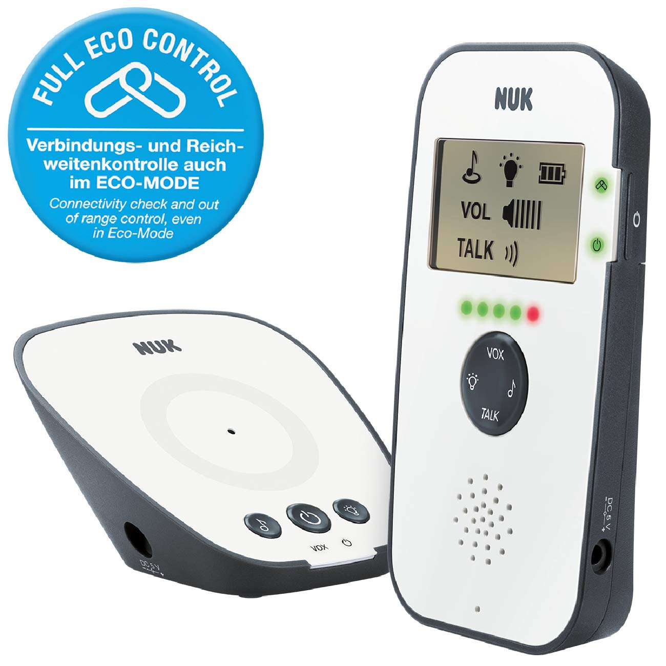 NUK Babyphone 530D Eco Control Audio Display Digital Baby Monitor with Display Free of High Frequency Radiation in Eco Mode