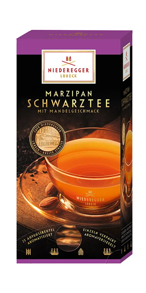 Niederegger Marzipan Flavored Black Tea 25 Double Chamber Tea Bags, 40 gm