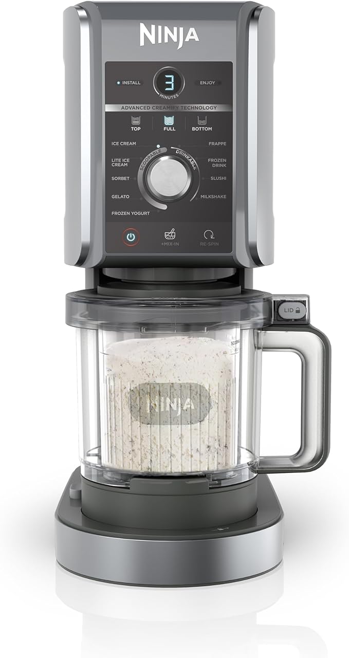 Ninja CREAMi Deluxe Ice Cream Maker with 3 Containers, Silver, NC501EU
