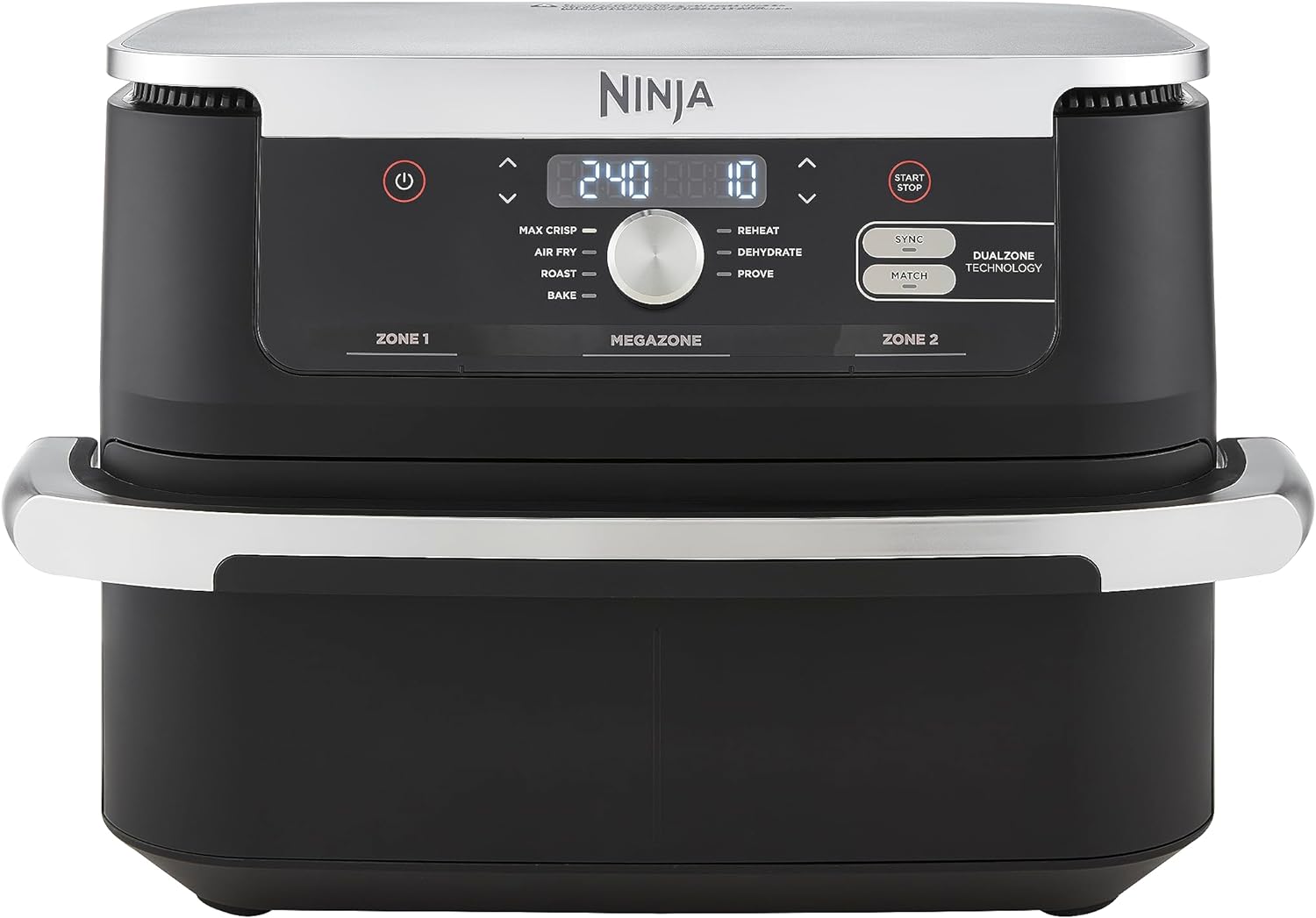 Ninja Foodi FlexDrawer Dual Zone Hot Air Fryer, Airfryer with 10.4 Compartments and Removable Separator, Non-Stick Coating, Dishwasher Safe Basket, 7-in-1, Black AF500EU