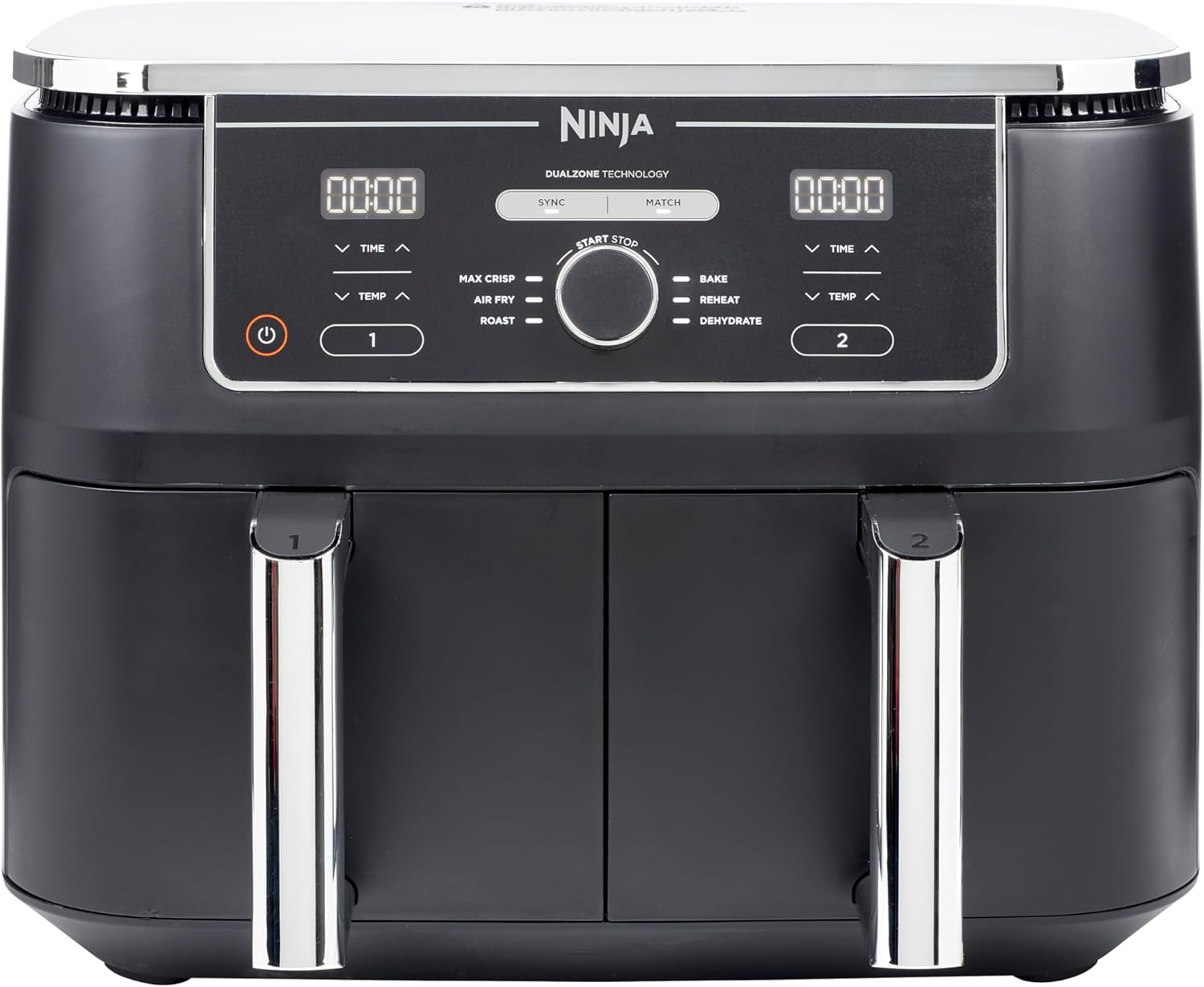 Ninja Foodi MAX Dual Zone [AF400EU] Hot Air Fryer, 2 Large Frying Compartments, 6 Functions, 2 Independent Garzones, 9.5 Litres, 65% Save Energy Costs