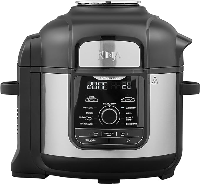 Ninja Foodi Multi-Cooker MAX [OP500EU], Tender Crisp Technology, Pressure Cooking, Air Frying, Roasting, Grilling, Steaming, Baking, Sautéing, Dehydrating, Yoghurt Making, 1460 W, Save up to 40% Energy