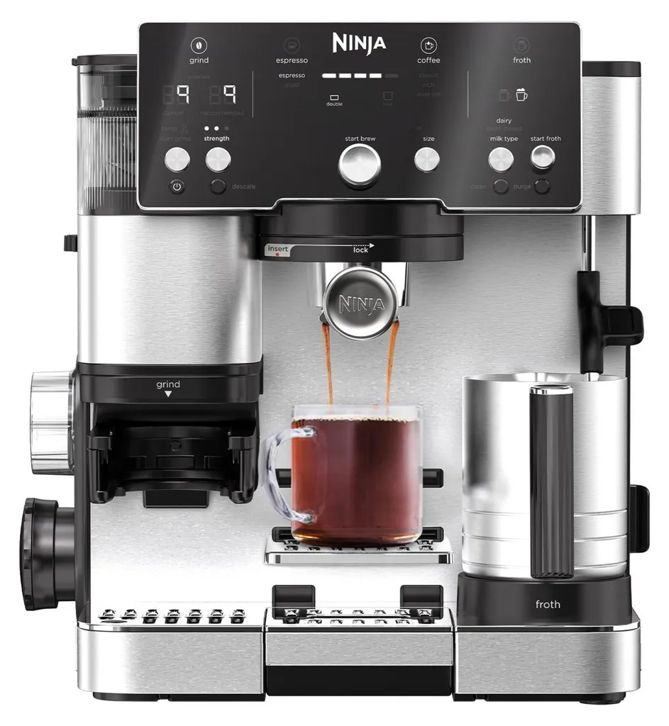 Ninja Luxe Essential ES501EU 2-in-1 Coffee Machine with Grinder and Latte Frother