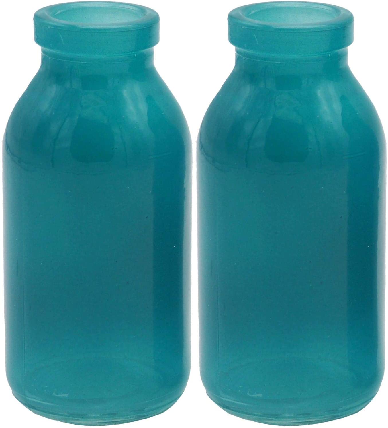 Unbekannt 2 x Vase Bottles Petrol Blue Green Communion Confirmation Table Decoration Flower Vase Glass