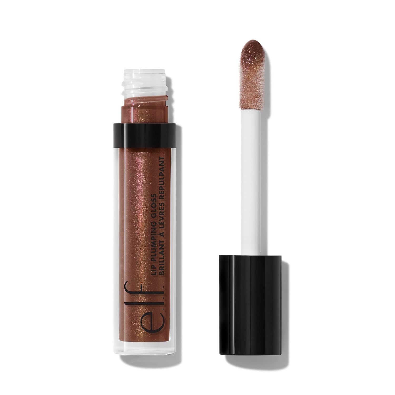 e.l.f. eleven. Lip Plumping Gloss, High Gloss Shimmering Color, Moisturises & Makes Lips appear Fuller, with Vitamin E, Vegan & Cruelty Free, Chocolate Glaze