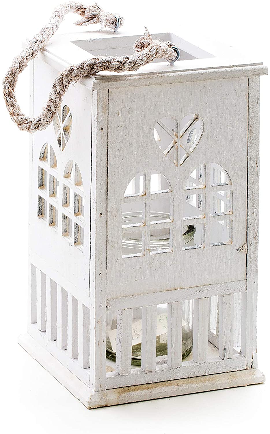 DARO DEKO Daro Wooden Lantern With Rope Handle