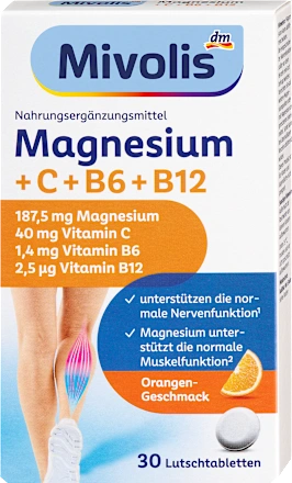 Mivolis Magnesium + Vitamin C + Vitamin B6 + B12 Lozenges, 30 tablets, 45 g