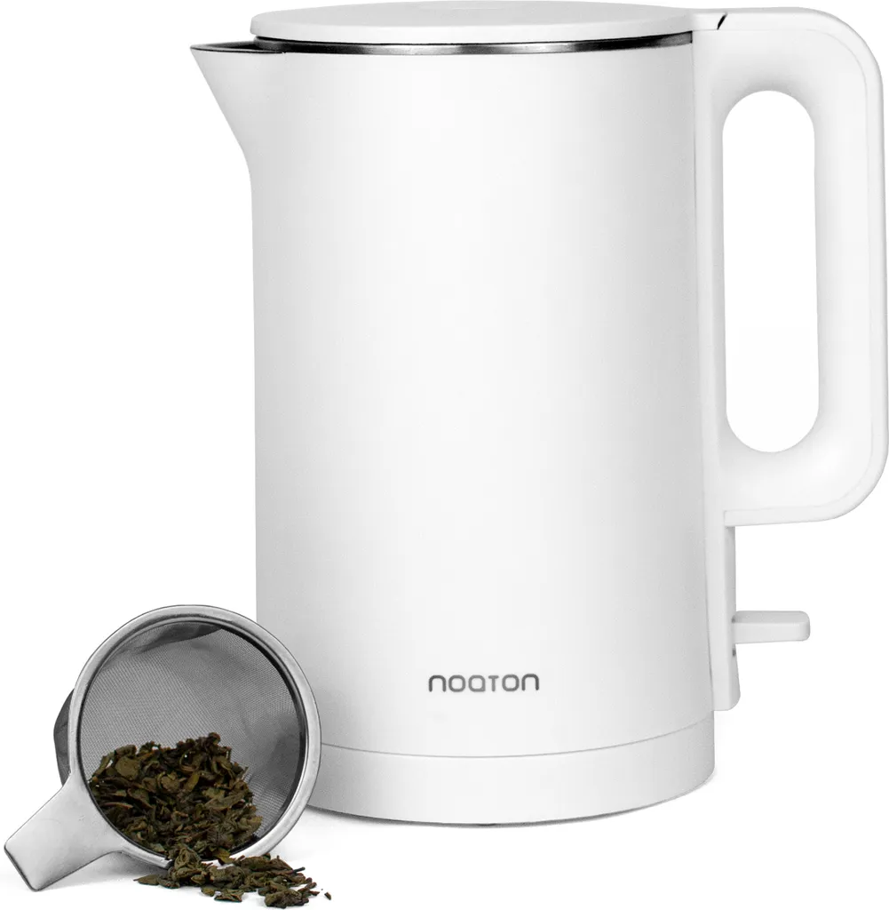 Noaton K2W Essential, Electric Kettle, 1.7L Capacity, Double-Walled Design, Stainless Steel, 1500W, Quiet, 360° Base, BPA-Free, White