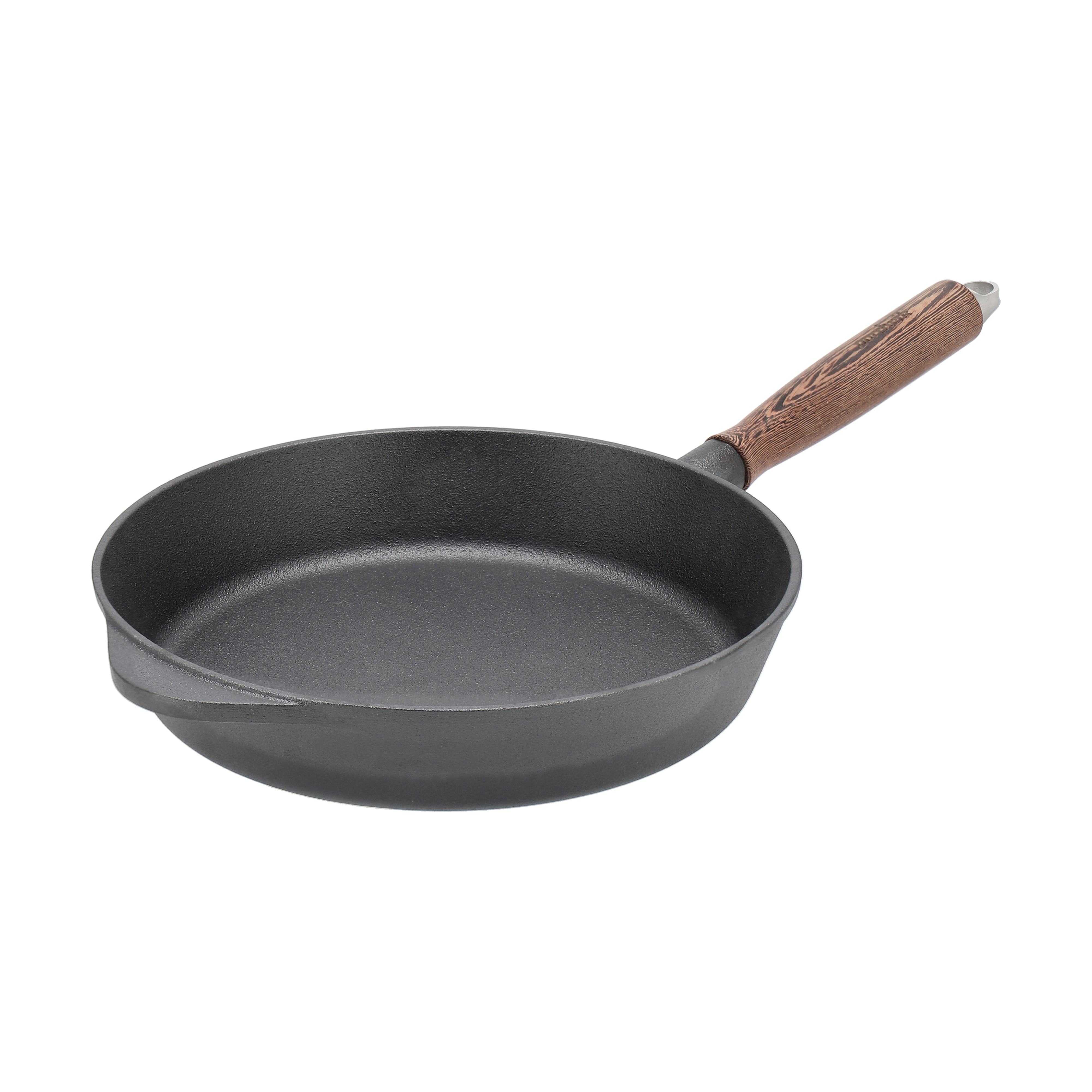 Nordwik cast iron frying pan with wooden handle