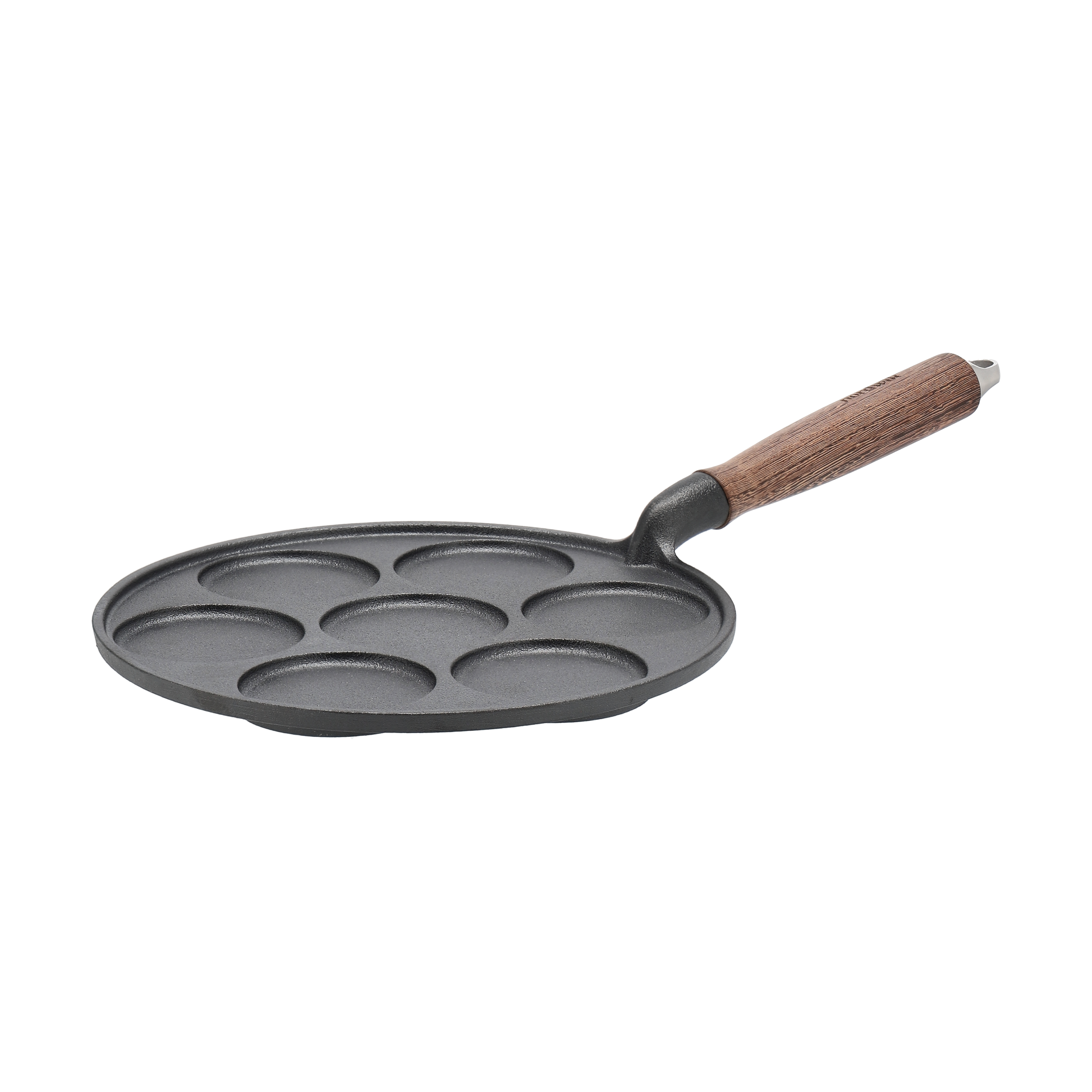 Nordwik cast iron pancake pan with wooden handle