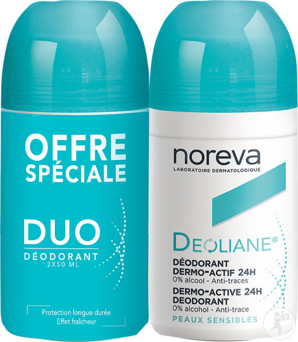 Noreva Deoliane Deodorant Roll-On Dermo-Active 24h bottle 2x50ml