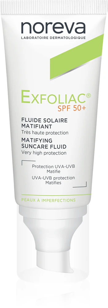Noreva Exfoliac Mattifying Suncare Fluid SPF 50+ protective, matte fluid for the face SPF 50+