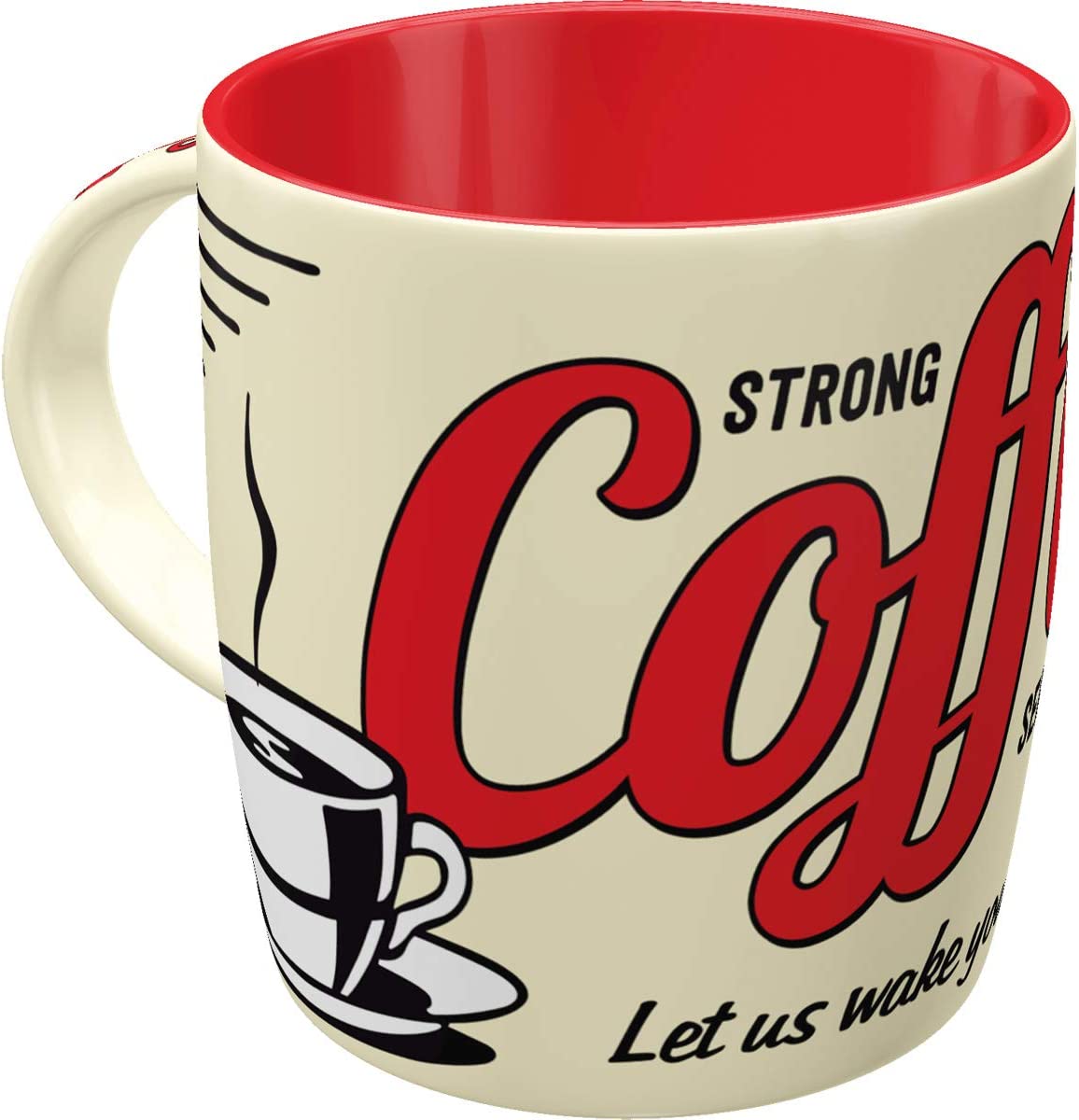 Nostalgic-Art Retro Coffee Mug - USA - Strong Coffee Served Here, Large Retro Mug with Saying, Vintage Gift for Coffee Lovers, 330 ml