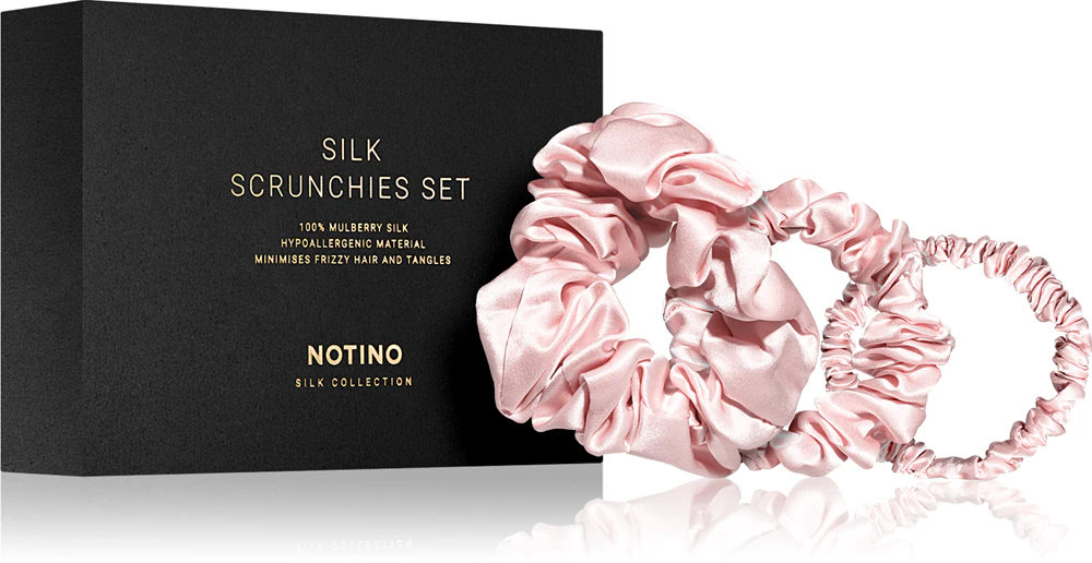 Notino Silk Collection Scrunchie Set Hair tie set made of silk pink color