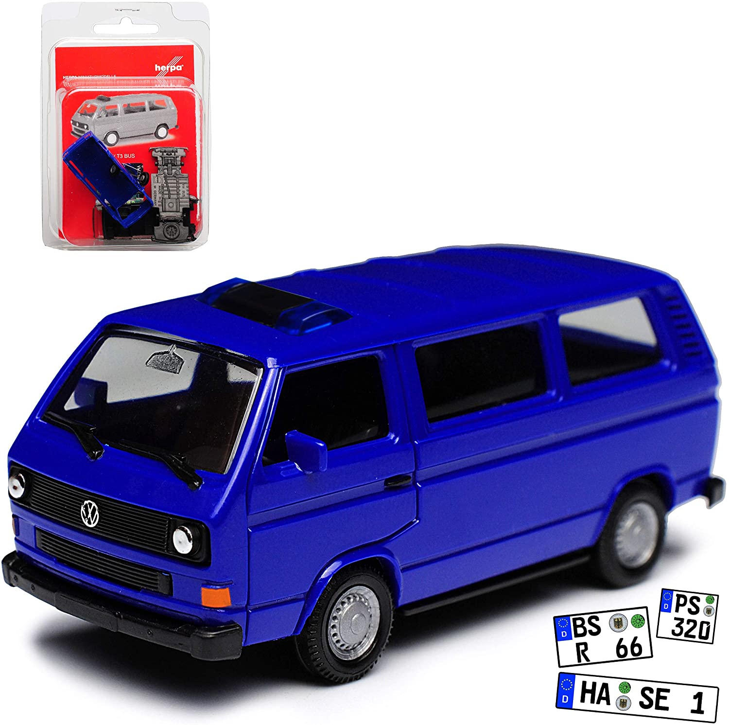 Herpa VW Volkswagen T3 Bus Blue People Transporter 1979-1992 Kit H0 1/87 Herpa Model