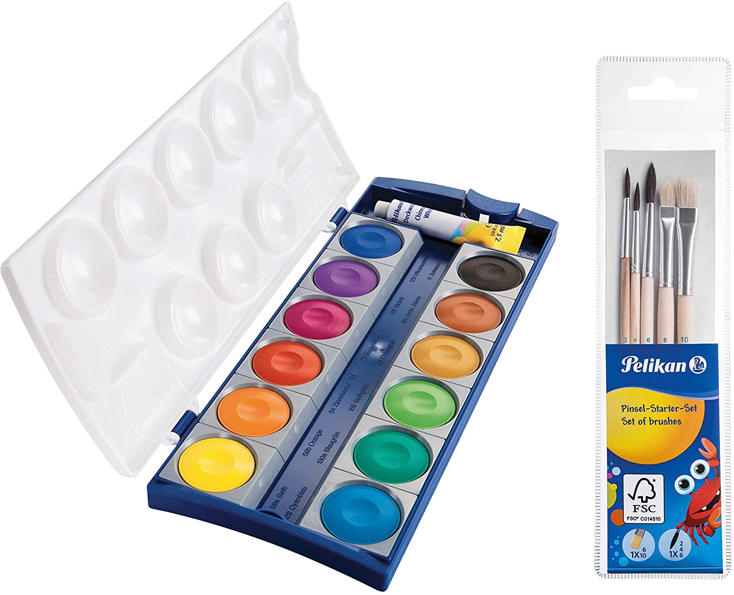 Pelikan Din 5023 Opaque Paint Box Set K12, 12 Colours And 1 Tube Opaque Whi