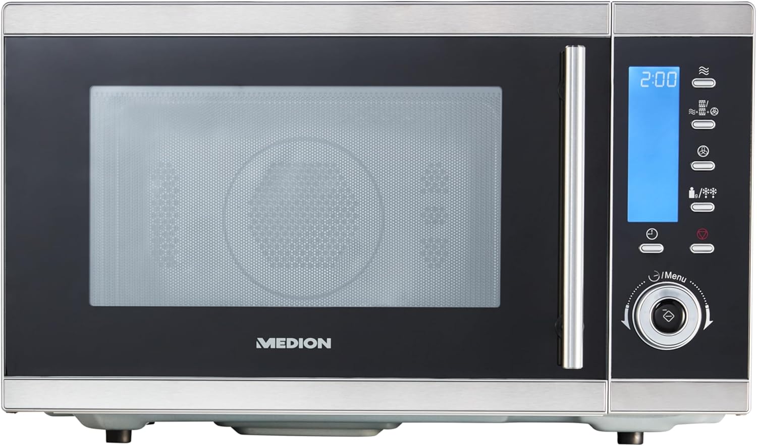 Medion MD 15501 4 in 1 Microwave with Grill / 25 Liters / 900 Watt / 1100 Watt Grill / 2500 Watt Hot Air / 10 Automatic Programs / Silver