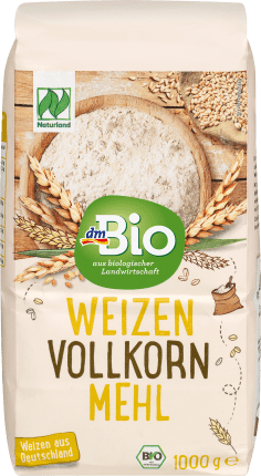 dmBio Flour, wheat whole grain, natural country, 1000 g