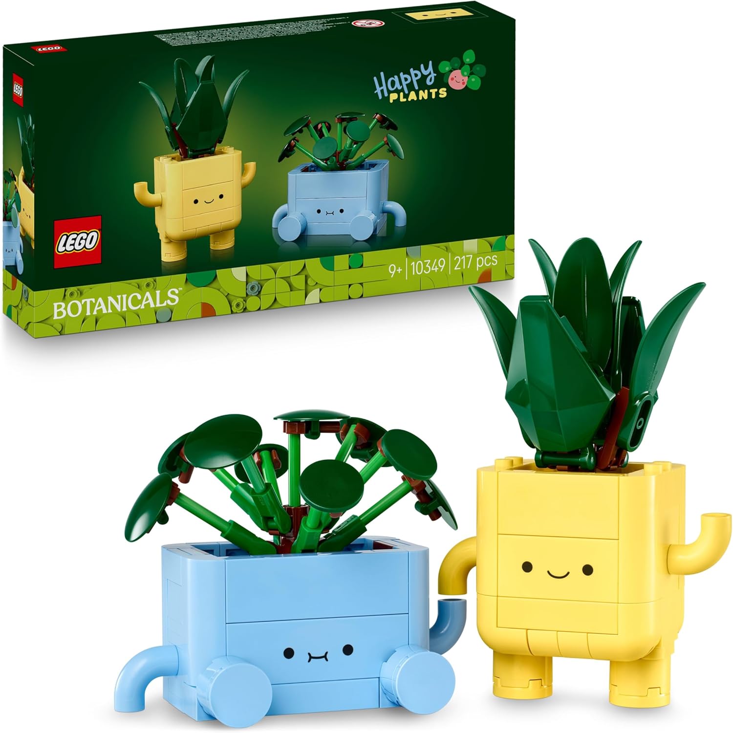 LEGO Botanicals Happy Plants - Toy for Children with 2 Artificial Plants, 2 Colourful Flower Pots & Interchangeable Cartoon Faces - Valentine\'s Day Gift Idea for Girls from 9 Years - 10349