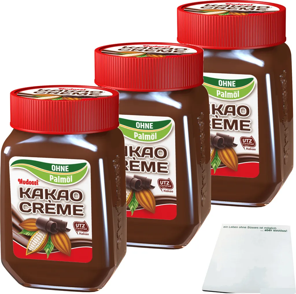 Nudossi Cocoa Cream without Palm Oil 3-pack (3x300g Jar) + usy Block