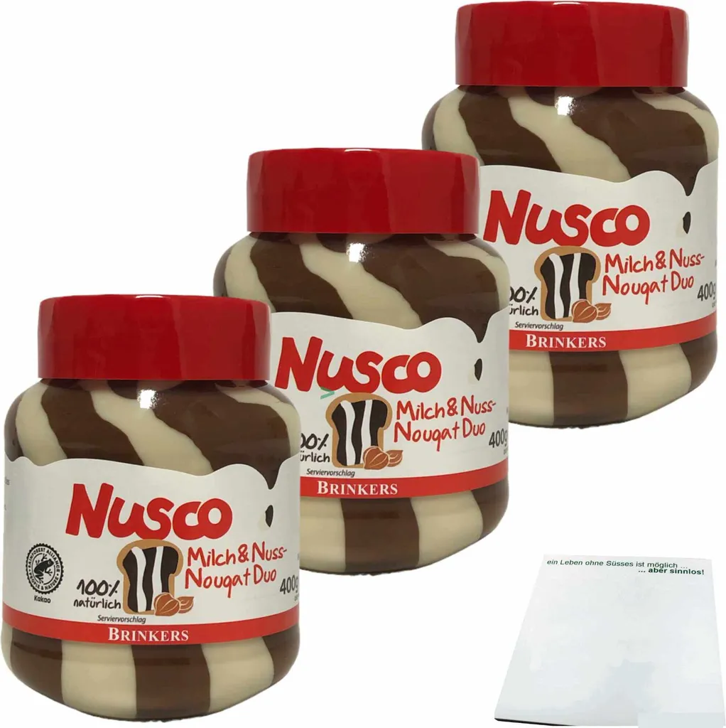 Nusco Milk & Nut Nougat Duo Cream Pack of 3 (3x400g jar) + usy block