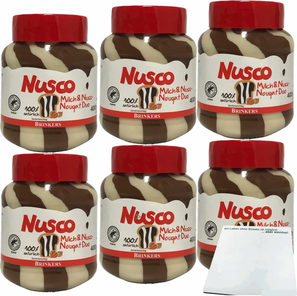 Nusco Milk & Nut Nougat Duo Cream 6-pack (6x400g jar) + usy block
