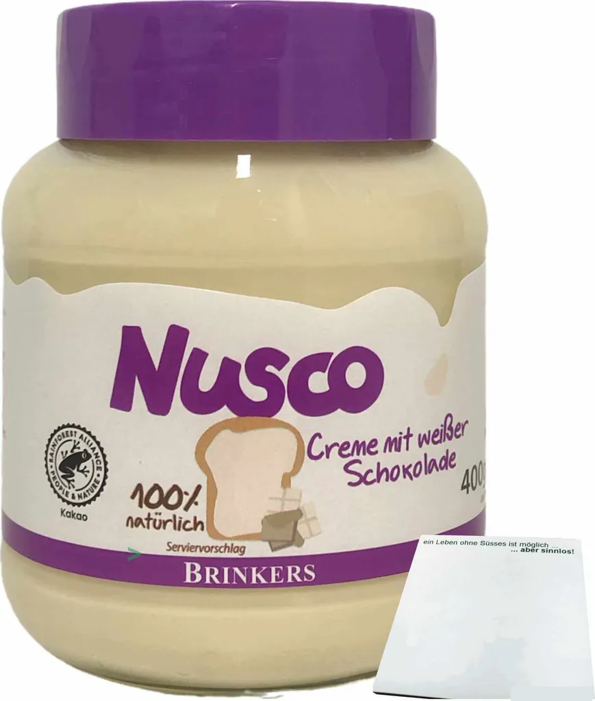 Nusco white chocolate cream spread with 2.5% white chocolate (400g jar) + usy Block