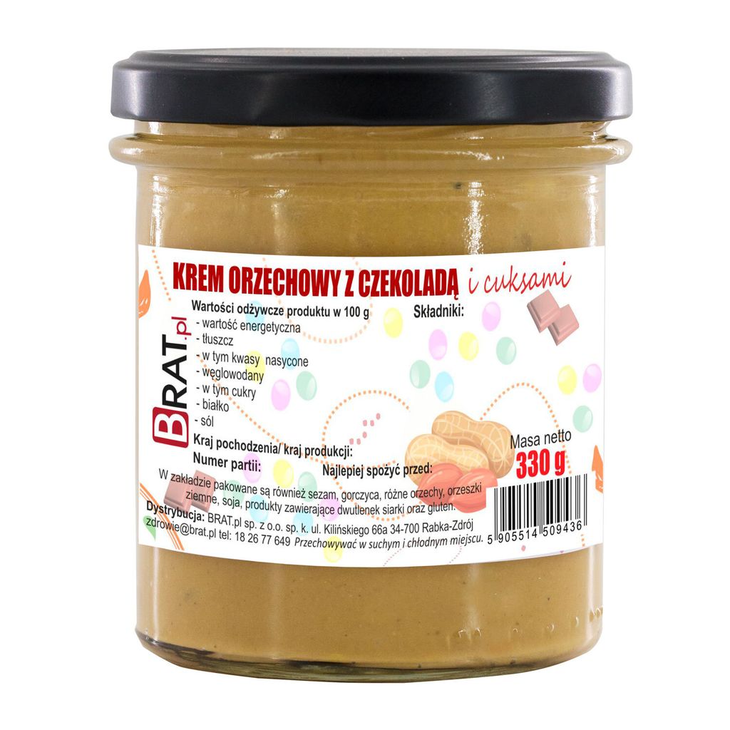 BRAT.PL Nut cream with chocolate and candies 330g