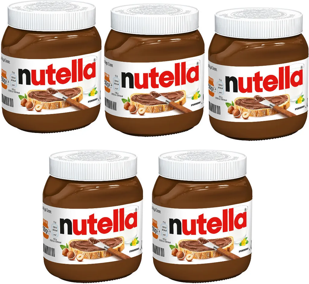 Ferrero Nutella Hazelnut Nougat Cream Nutty Chocolate 450g 5-pack