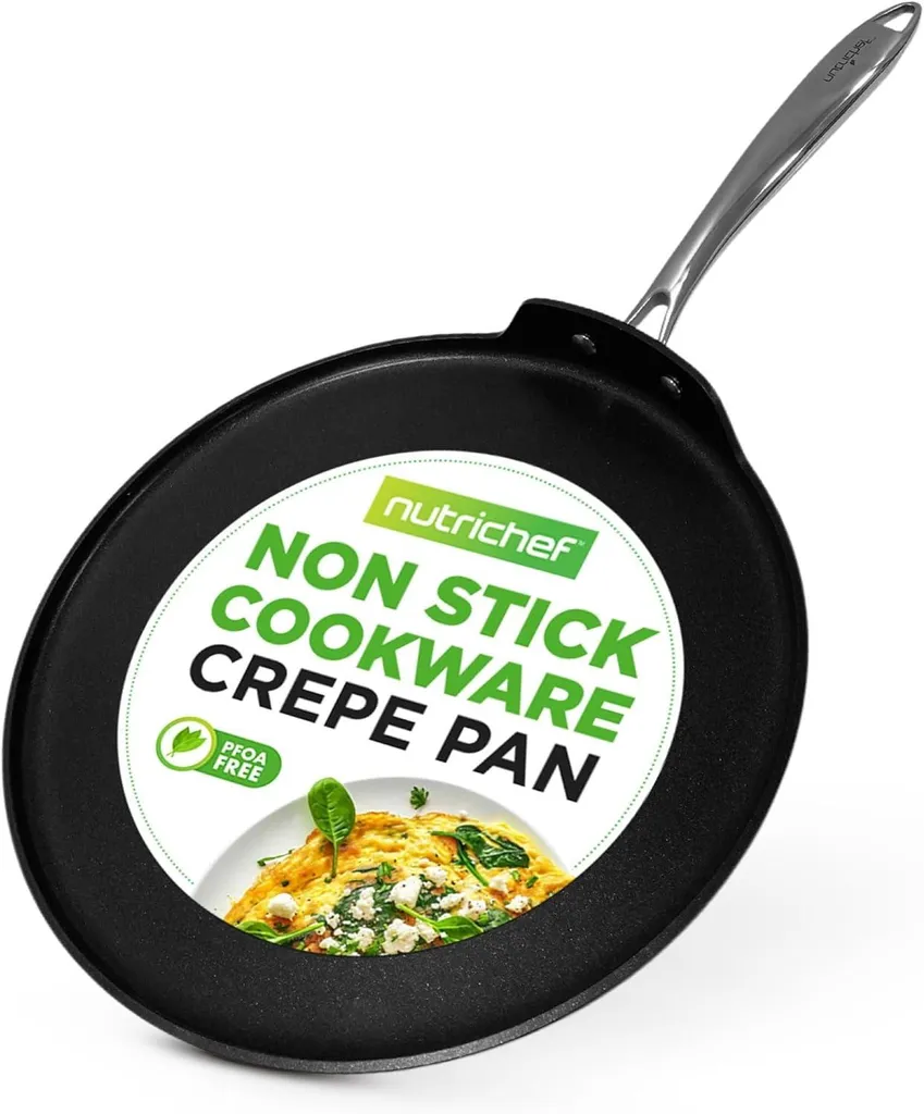 Nutrichef Crepe Maker, Non-stick Pan for Induction 30cm – Pancake Pan for all common hob types – for crepes, fried eggs