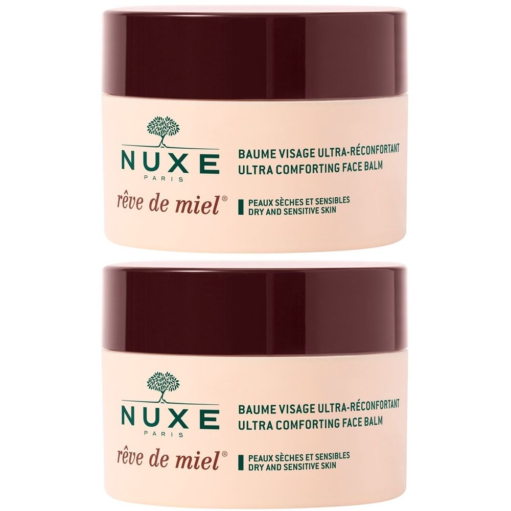 NUXE Rêve de Miel® soothing facial balm to protect dry, very dry and sensitive facial skin 2x50 ml