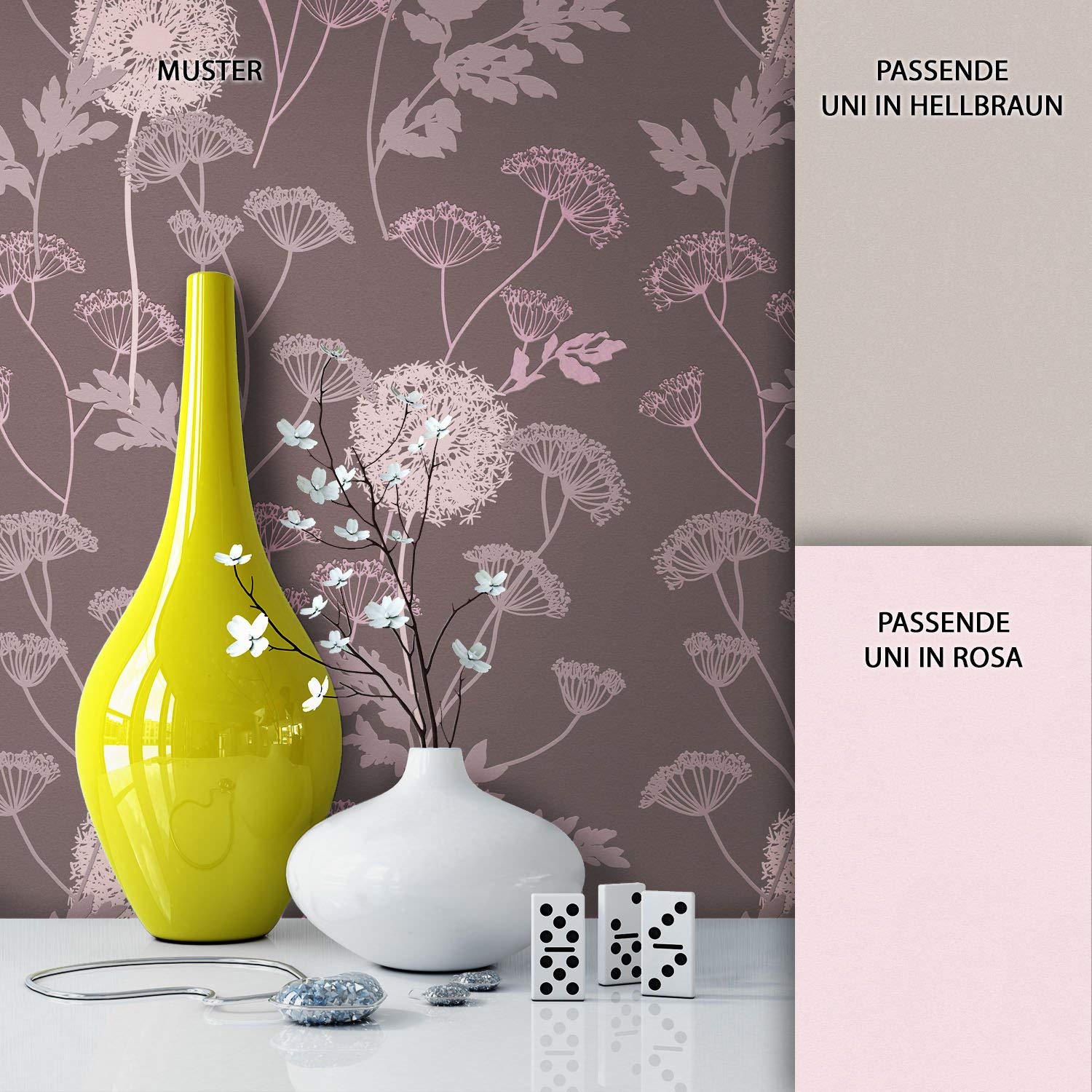 Newroom Design Newroom Flowers Wallpaper Brown Non-Woven Pink Ethnic/Folklore Floral Flowe