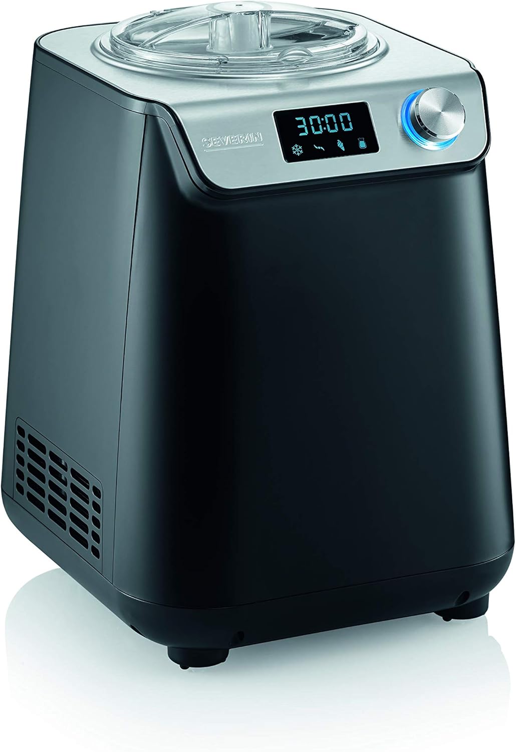 SEVERIN Store Severin EZ 7407 Compact Ice Cream Machine with Compressor, 1.2 Litre Capacity, High-Quality Housing Application, Innovative Yogurt Function, 1.2 Litres, Silver/Brushed Stainless Steel