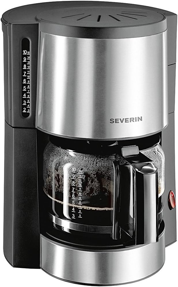 SEVERIN Store Severin KA 9699 Drip Coffee Maker 10 Cups Black, Stainless Steel Coffee Maker – Coffee Maker (Freestanding, Semi-Auto, Drip Coffee Maker, Ground Coffee, Black, Stainless Steel, Plastic, Stainless Steel)