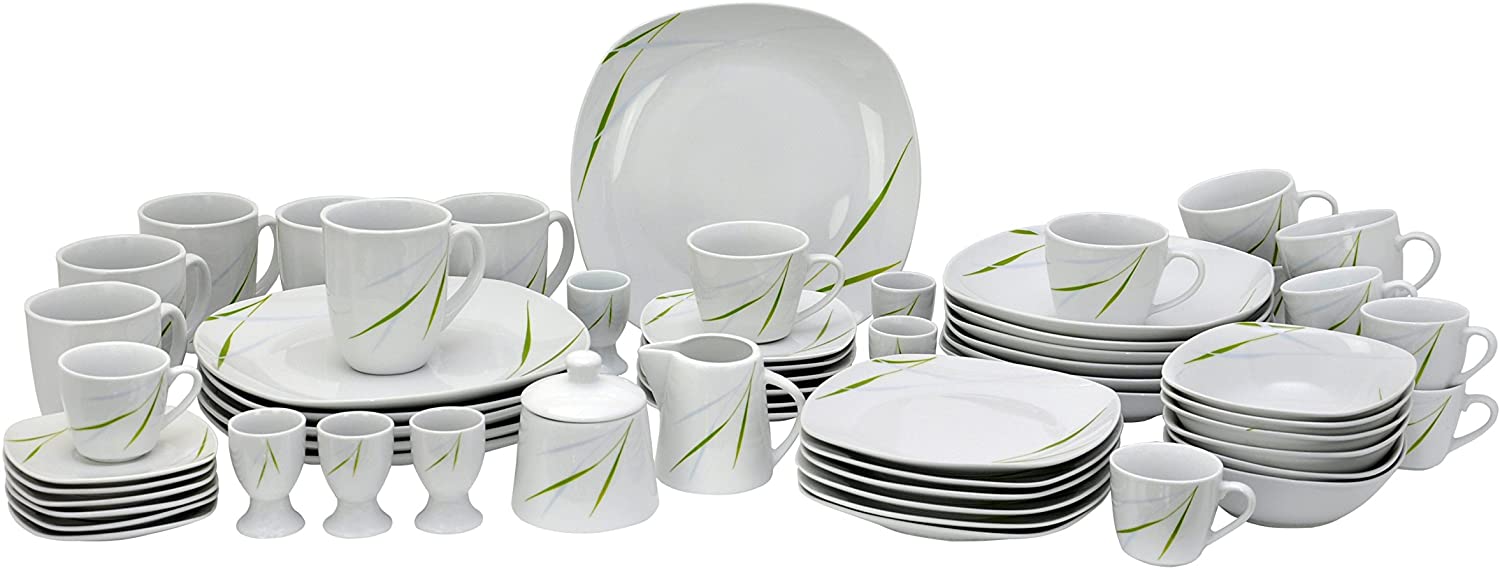 Van Well Aviva Dinner Set 124 Pieces White With Colourful Design For 6 People