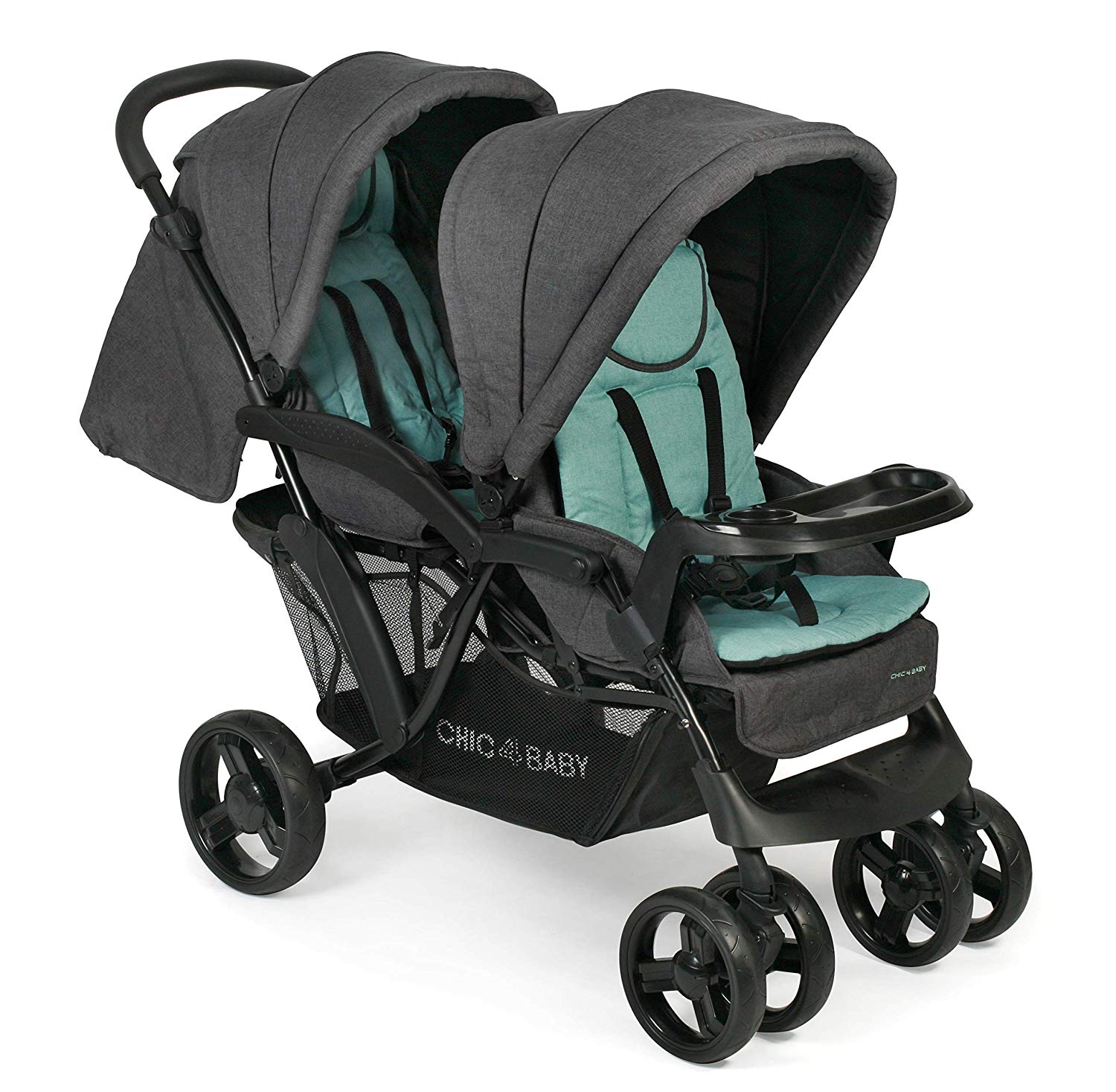 CHIC 4 BABY Doppio 273 65 Double Pushchair Melange Mint Grey