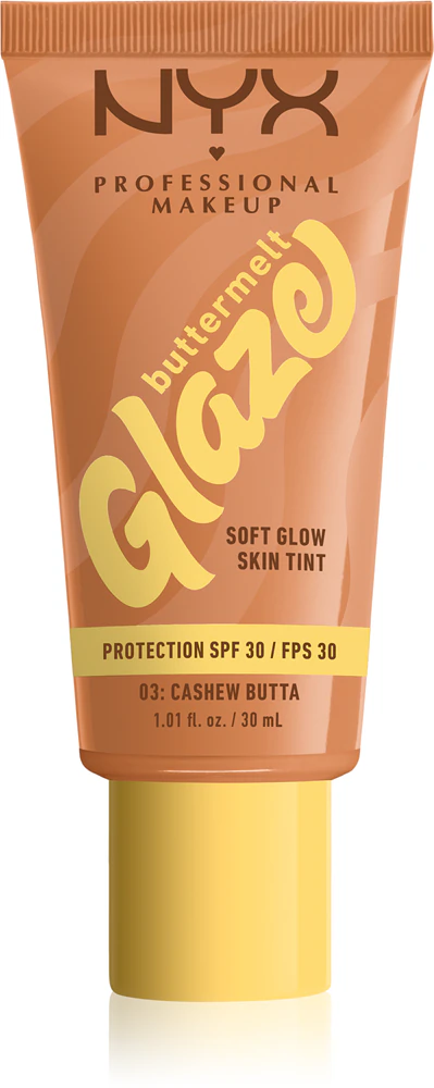 NYX Professional Makeup Buttermelt Glaze Brightening Tint Fluid SPF 30, 03 Cashew Butta 30 ml Farbton 03 Cashew Butta 30 ml