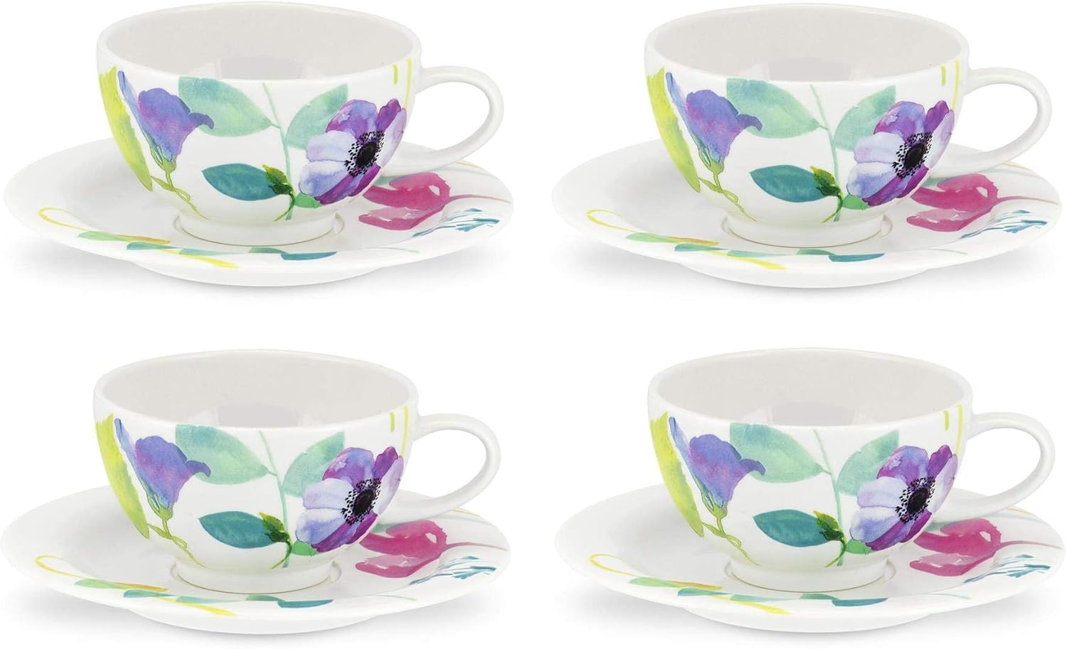 Portmeirion Water Garden Mug and Coaster Set, Multi-Colour, Color 4