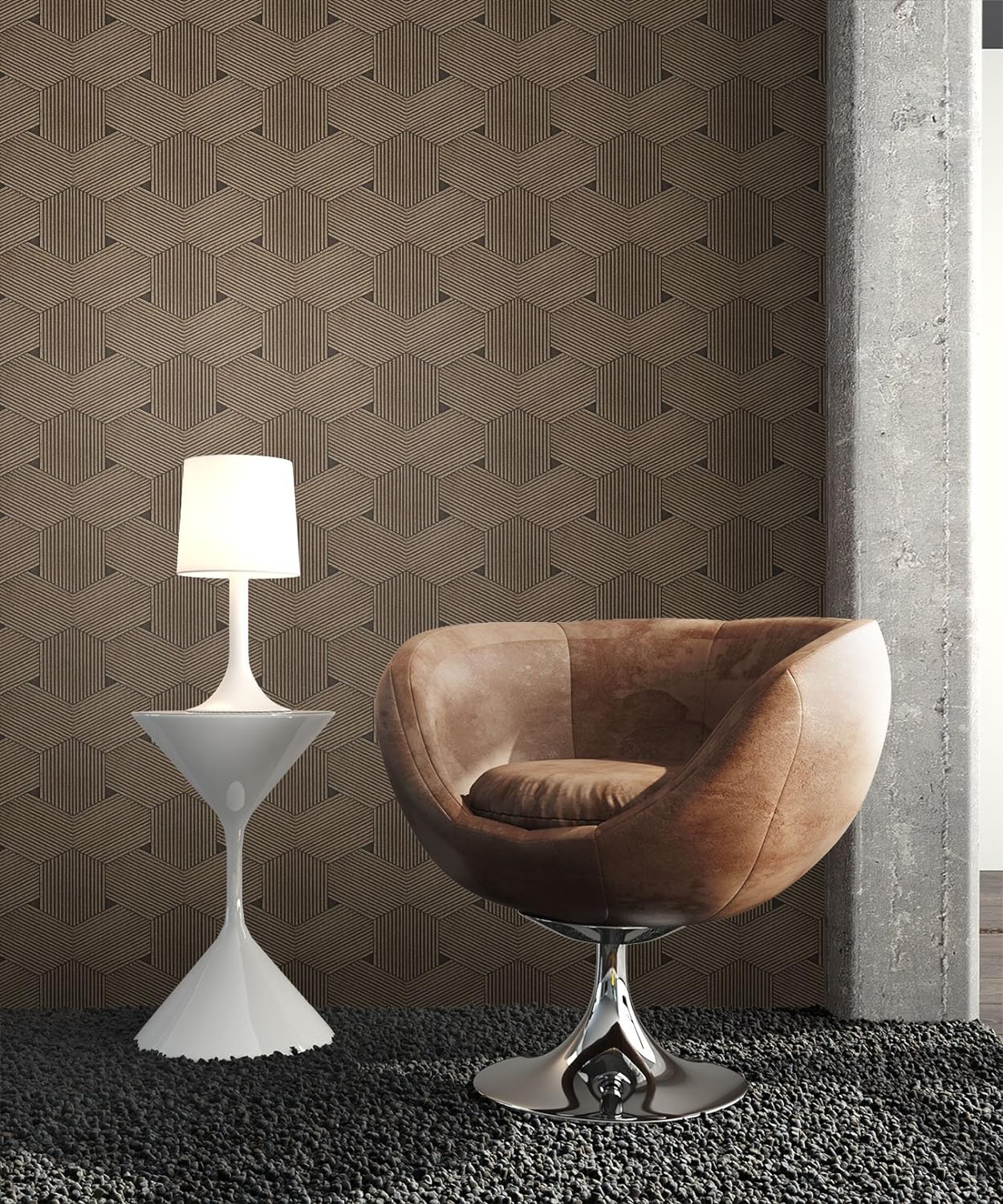 Newroom Design Newroom Wallpaper Brown Non-Woven Graphic Modern Modern Modern Elegant Desi