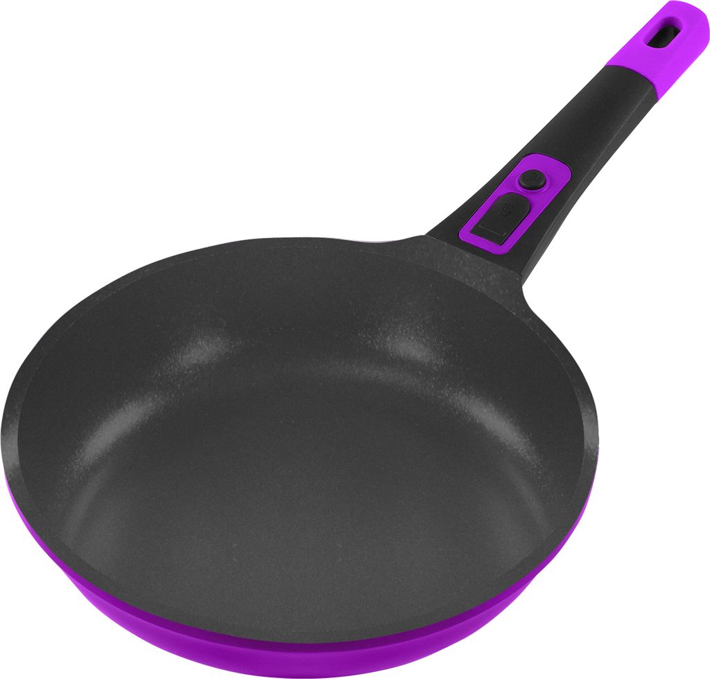 20cm diameter shallow frying pan / approx. 4.5cm high KING® BERRY Click-Grip cast aluminum with ceramic-reinforced non-stick coating: XYLAN™ PLUS SILVER DIAMOND / removable pan handle / color: BERRY