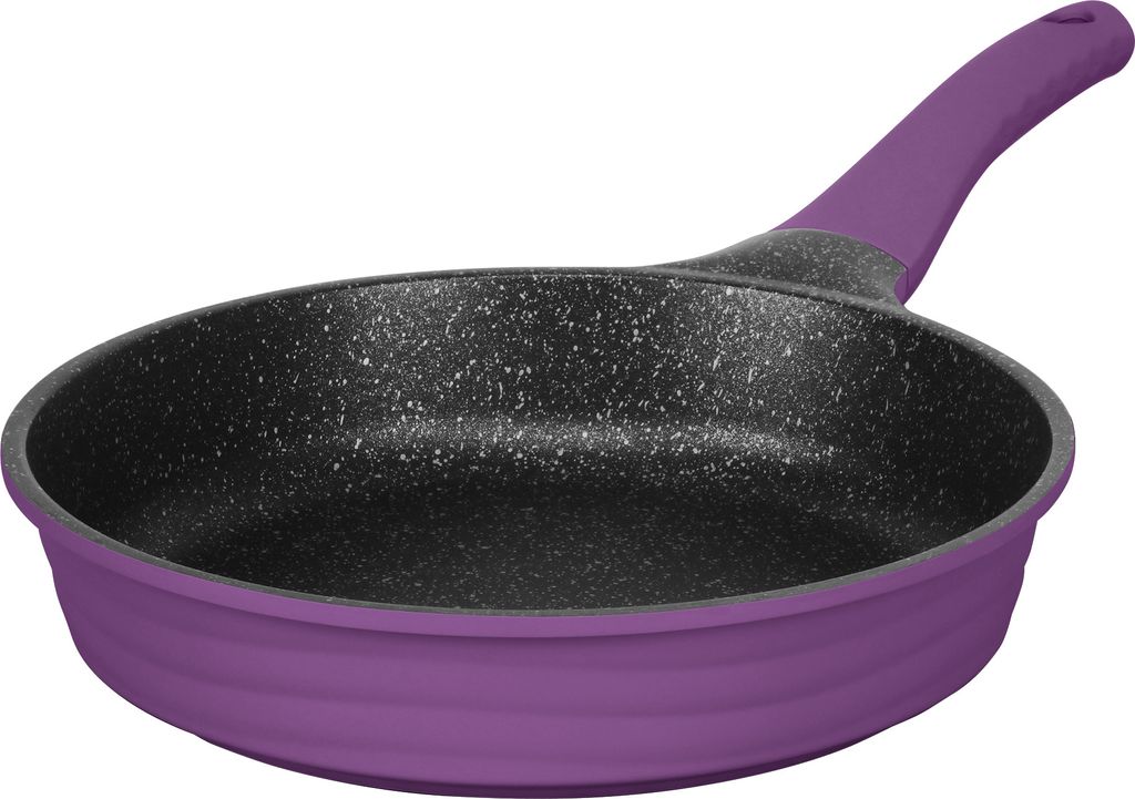 Ø24cm flat frying pan / approx. 5.5cm high KING® NEW-WAVE cast aluminum with ceramic coating Interior: FUSION TI / Color: Aubergine